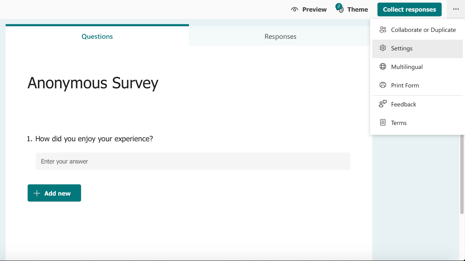 Microsoft Forms survey view How to create an anonymous survey in Microsoft Forms Image-3
