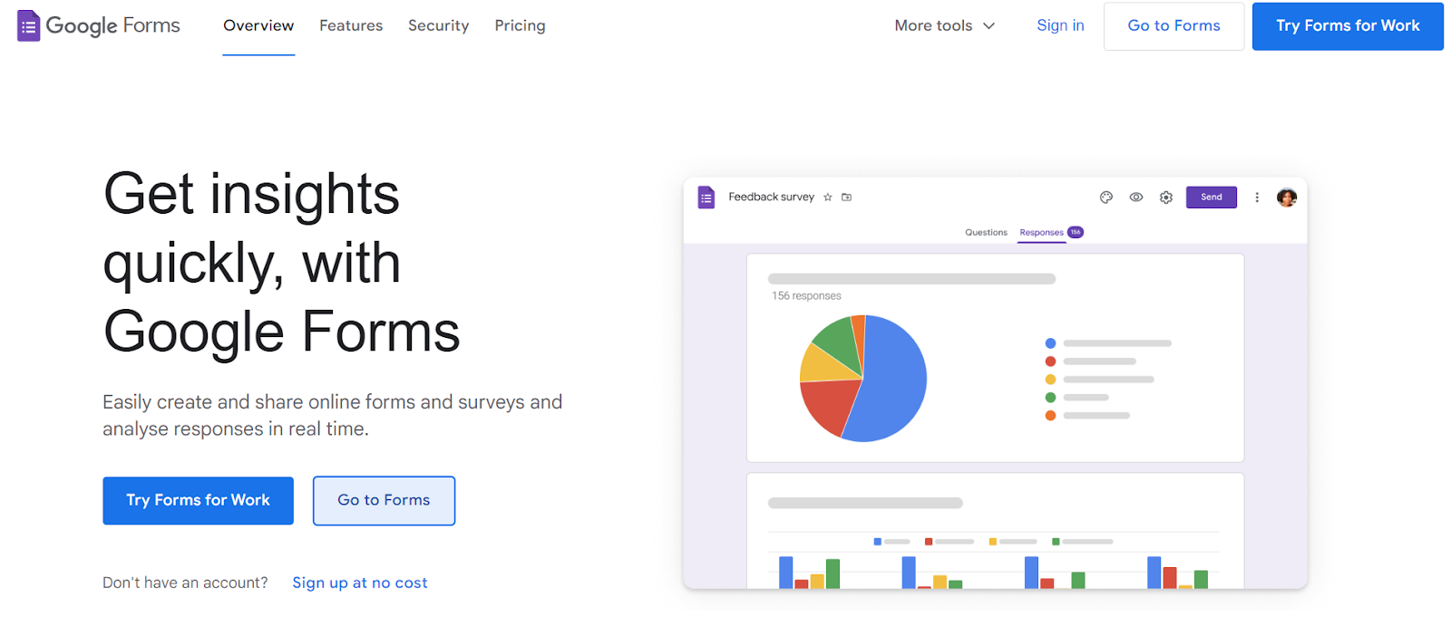 Image of overview  of google forms page