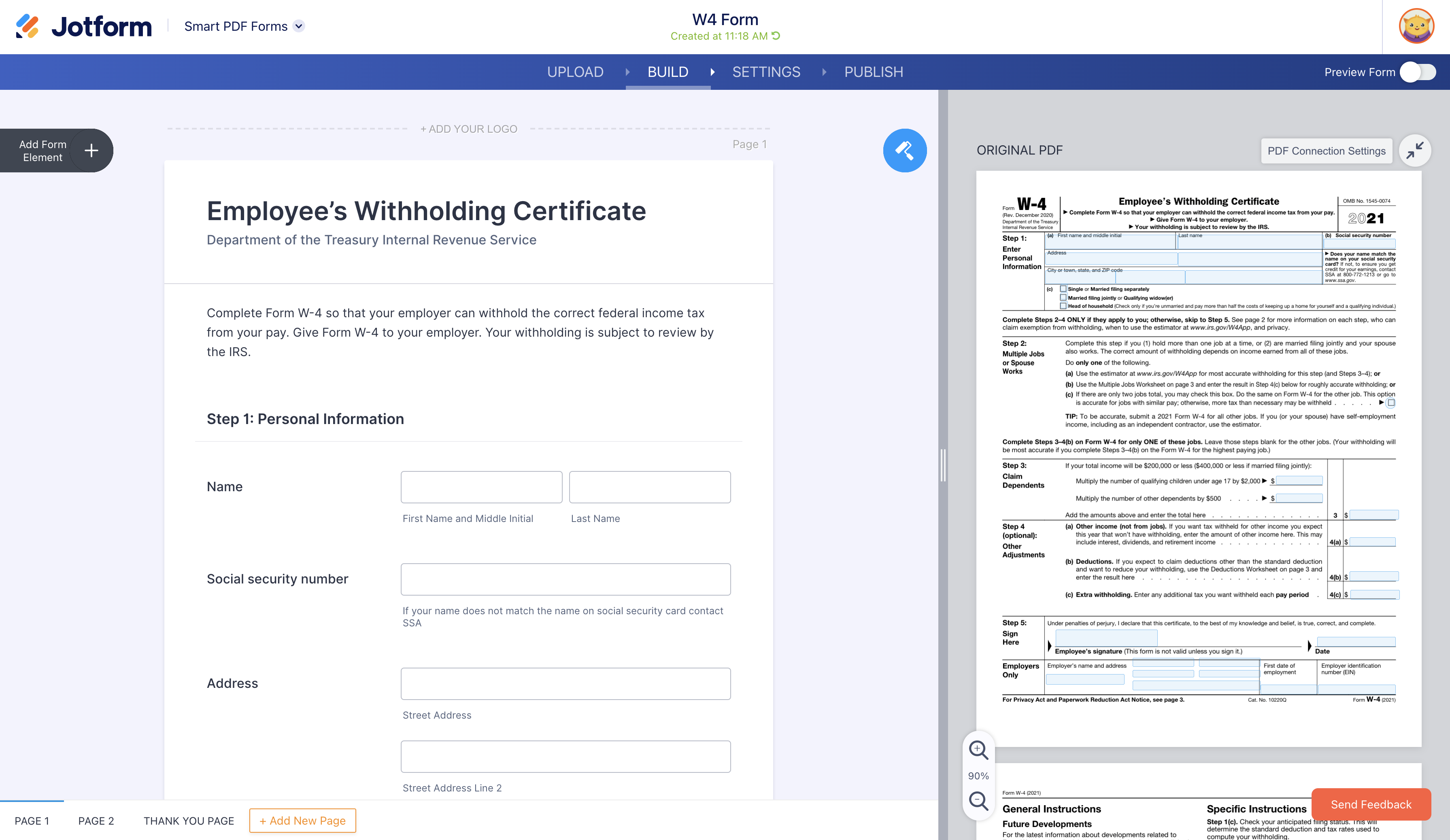 Image of W4 Form Template