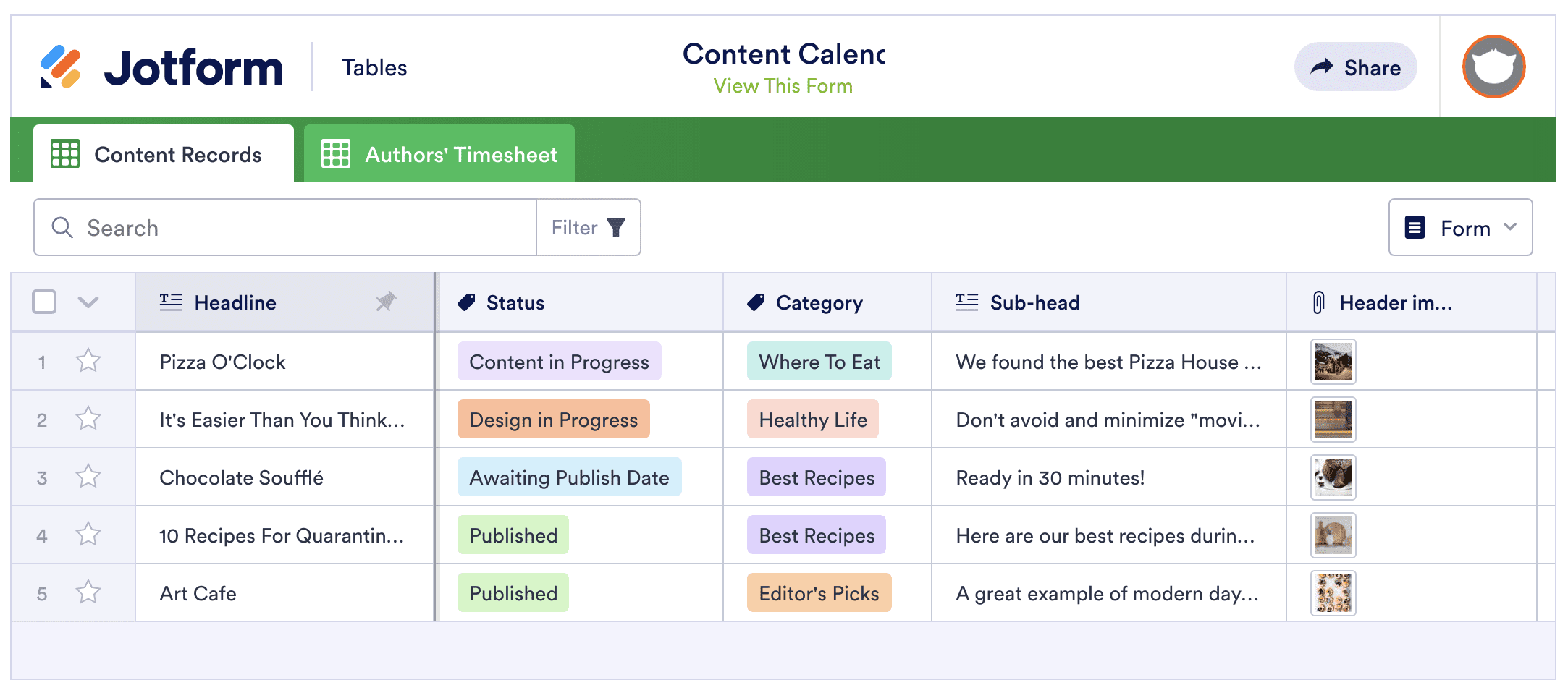 Image of Content Calendar Template