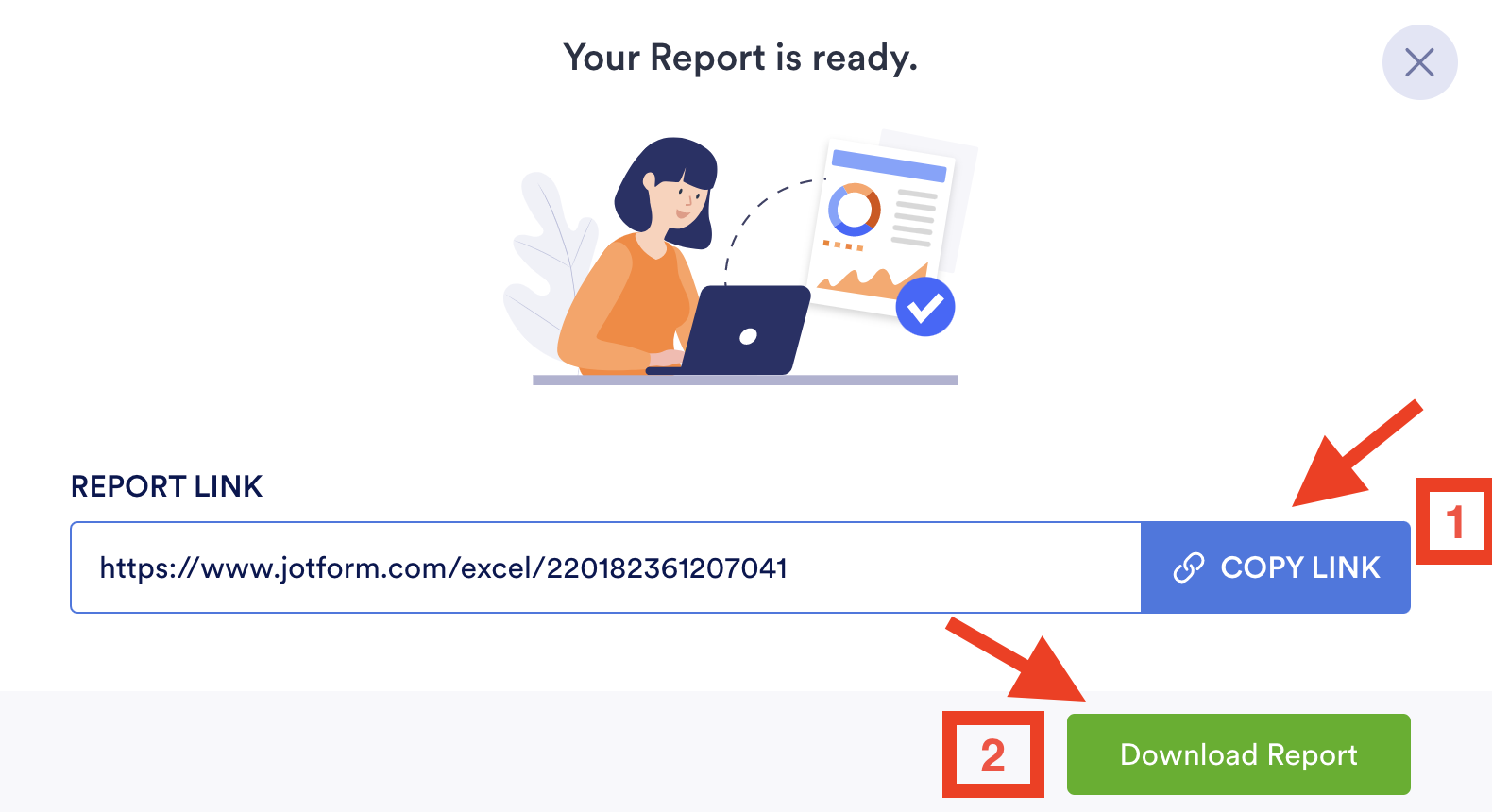 Image of Report Link Clicking on Copy Link and Download Report