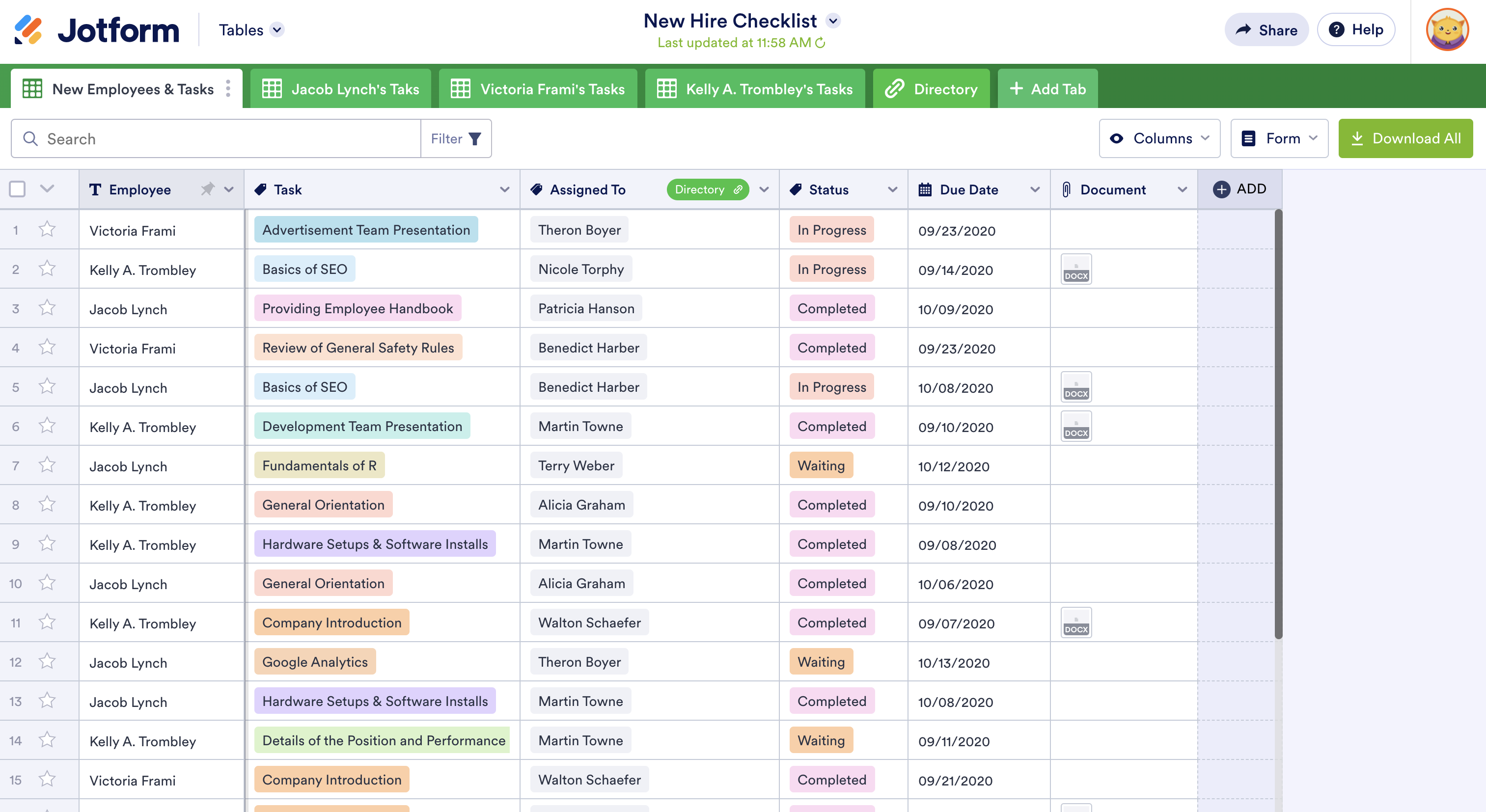 Image of Jotform Tables
