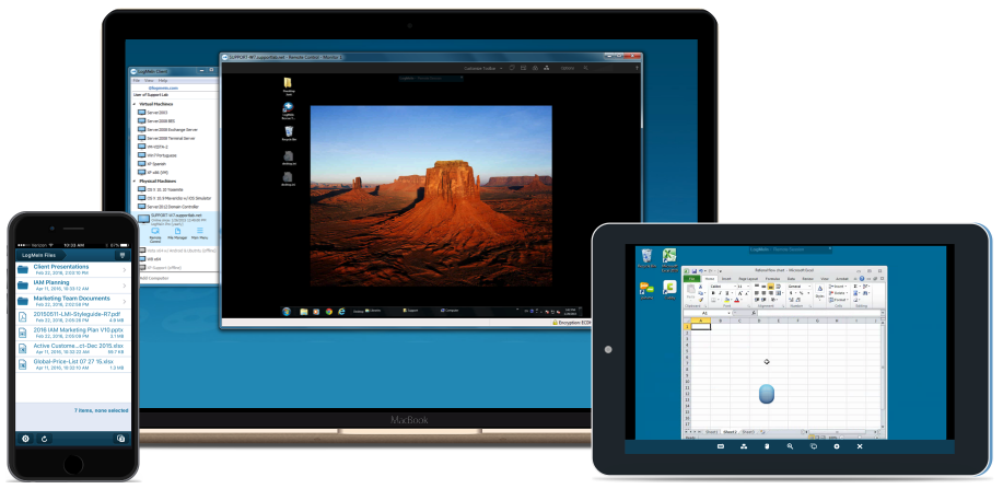 LogMeIn Pro Interfaces in Desktop, Mobile and Tablet Apps