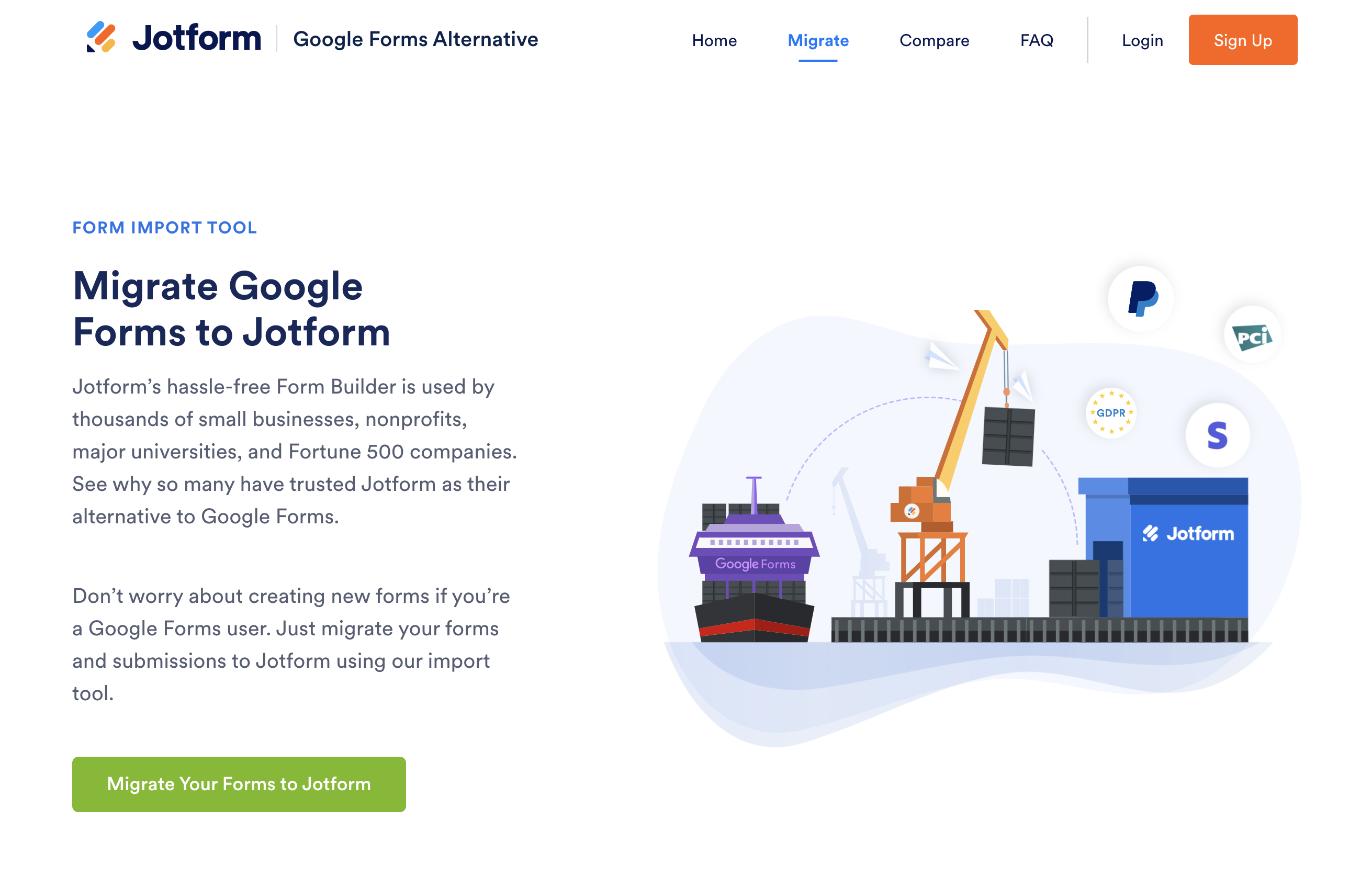 Image Showing a Part of the Process of Migrating Google Forms to Jotform