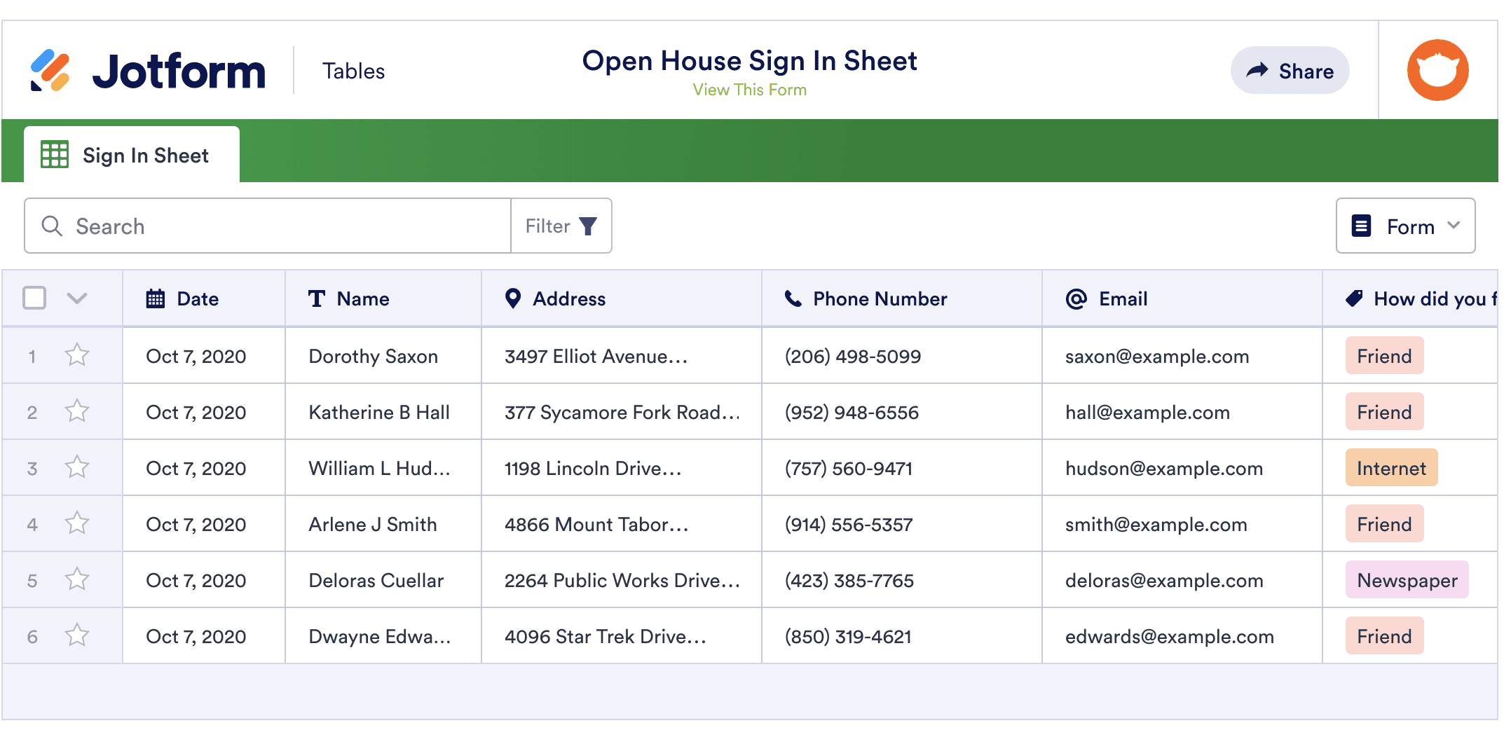 Image of Open House Sign In Sheet Template