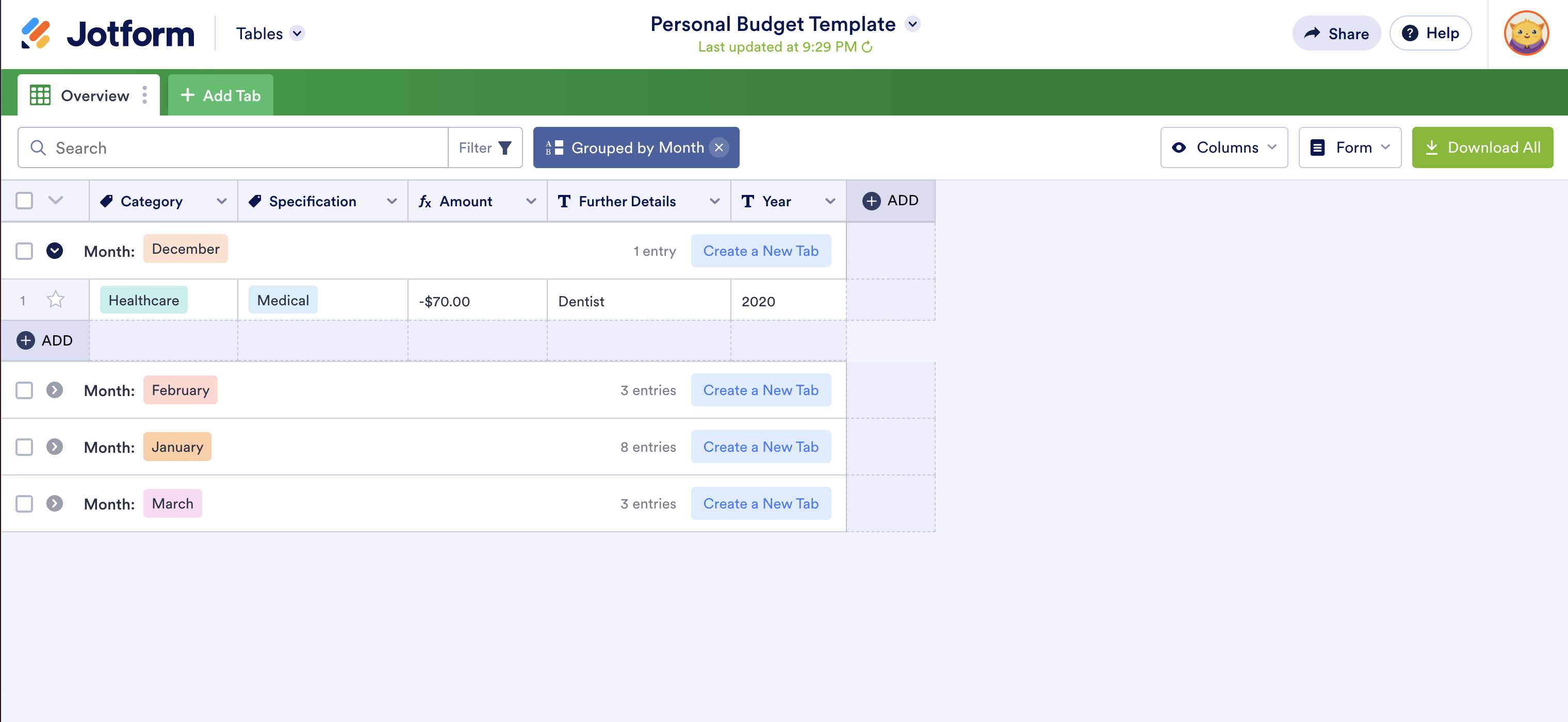 Image of Personal Budget Template