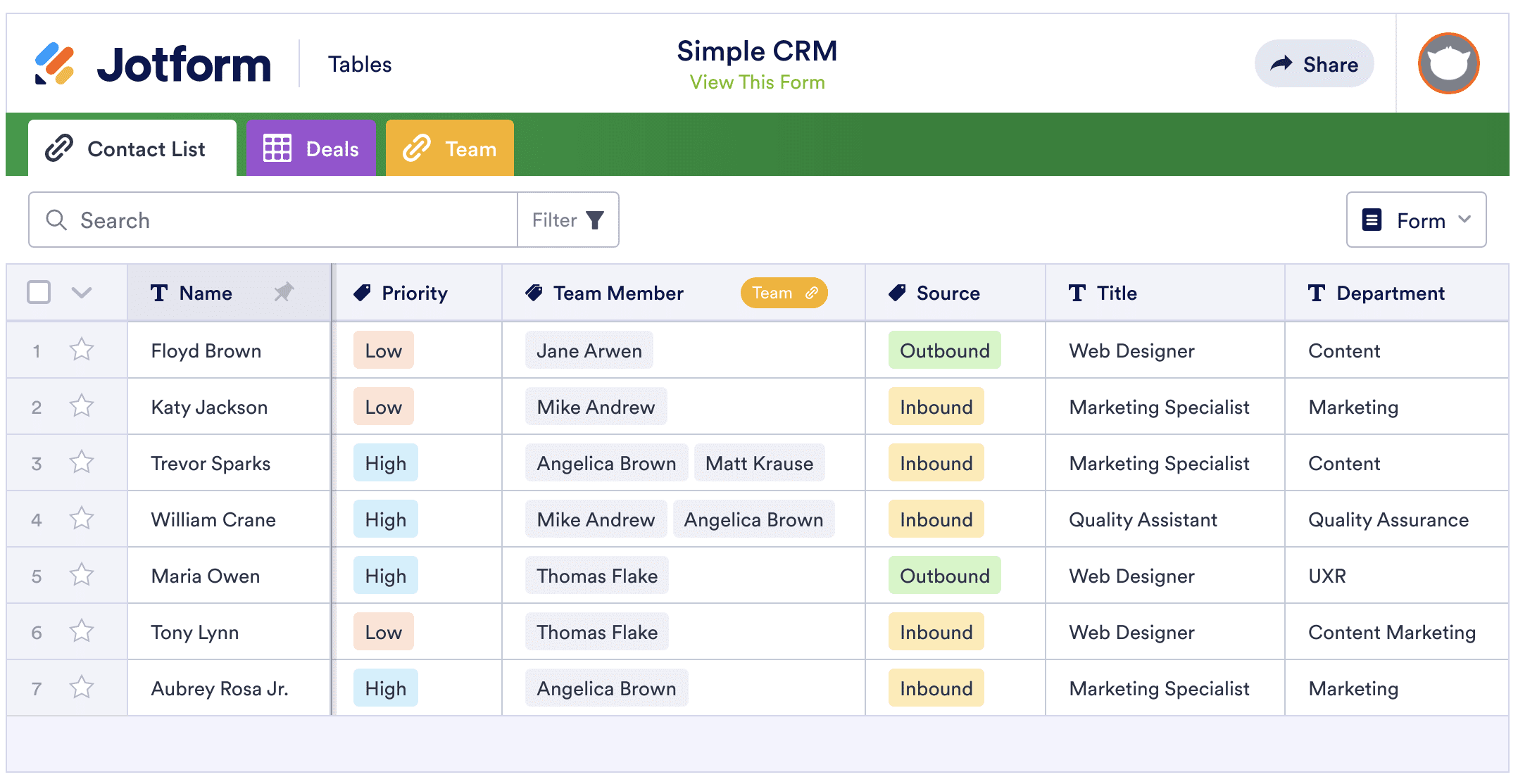 Image of Simple CRM Template