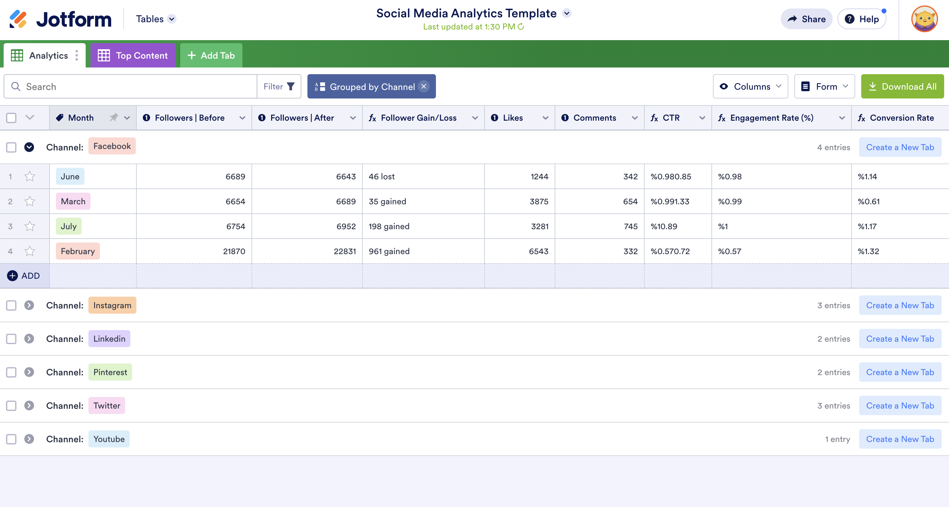 Image of Social Media Analytics Template