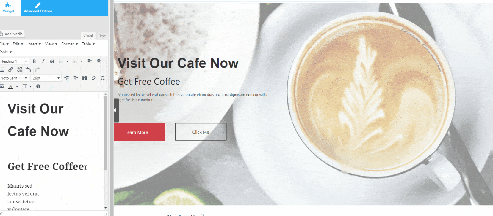Screenshot of landing page builder
