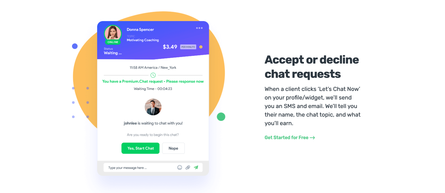 Screenshot of premium chat