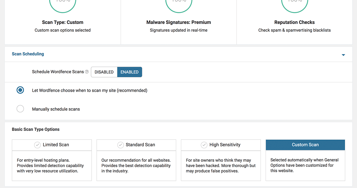Screenshot of Wordfence