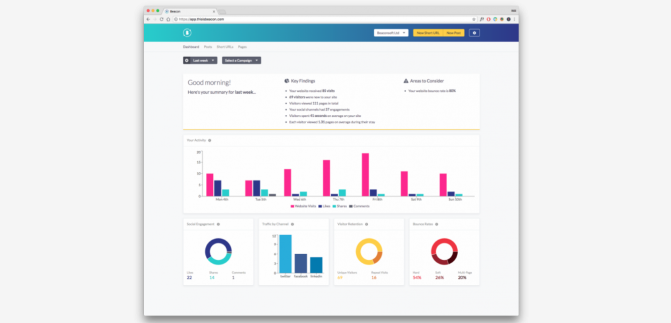 screenshot of beacon web analytics