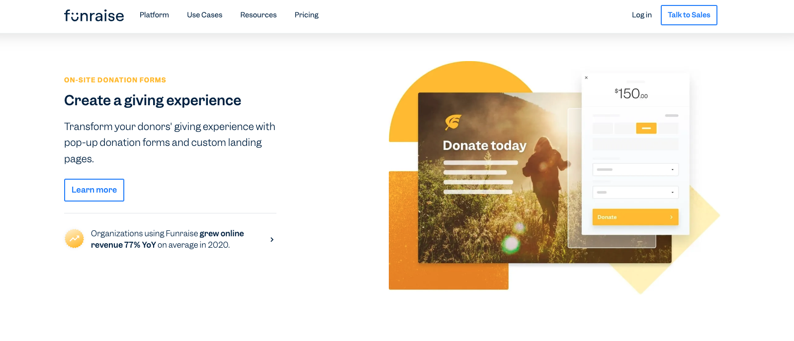 screenshot of funraise