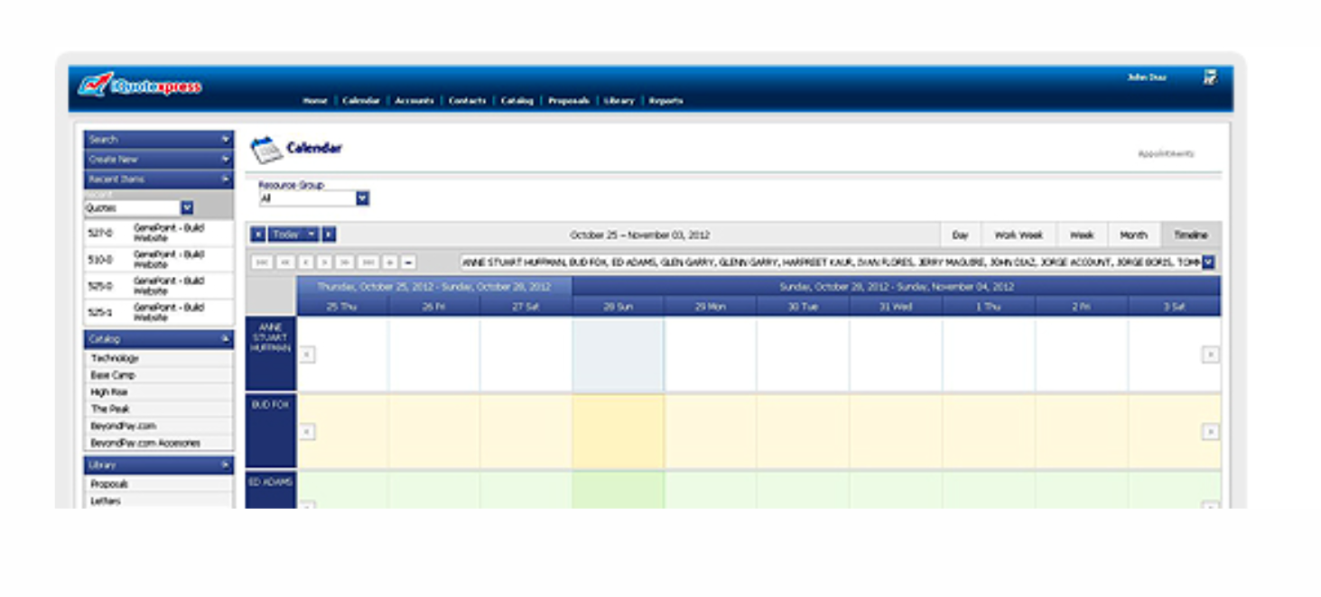 screenshot of iQuoteXpress