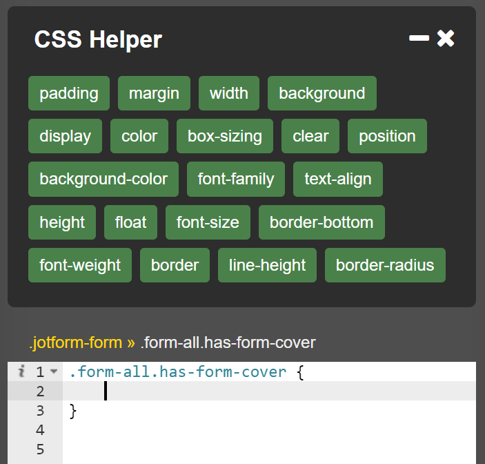 screenshot of simple CSS field