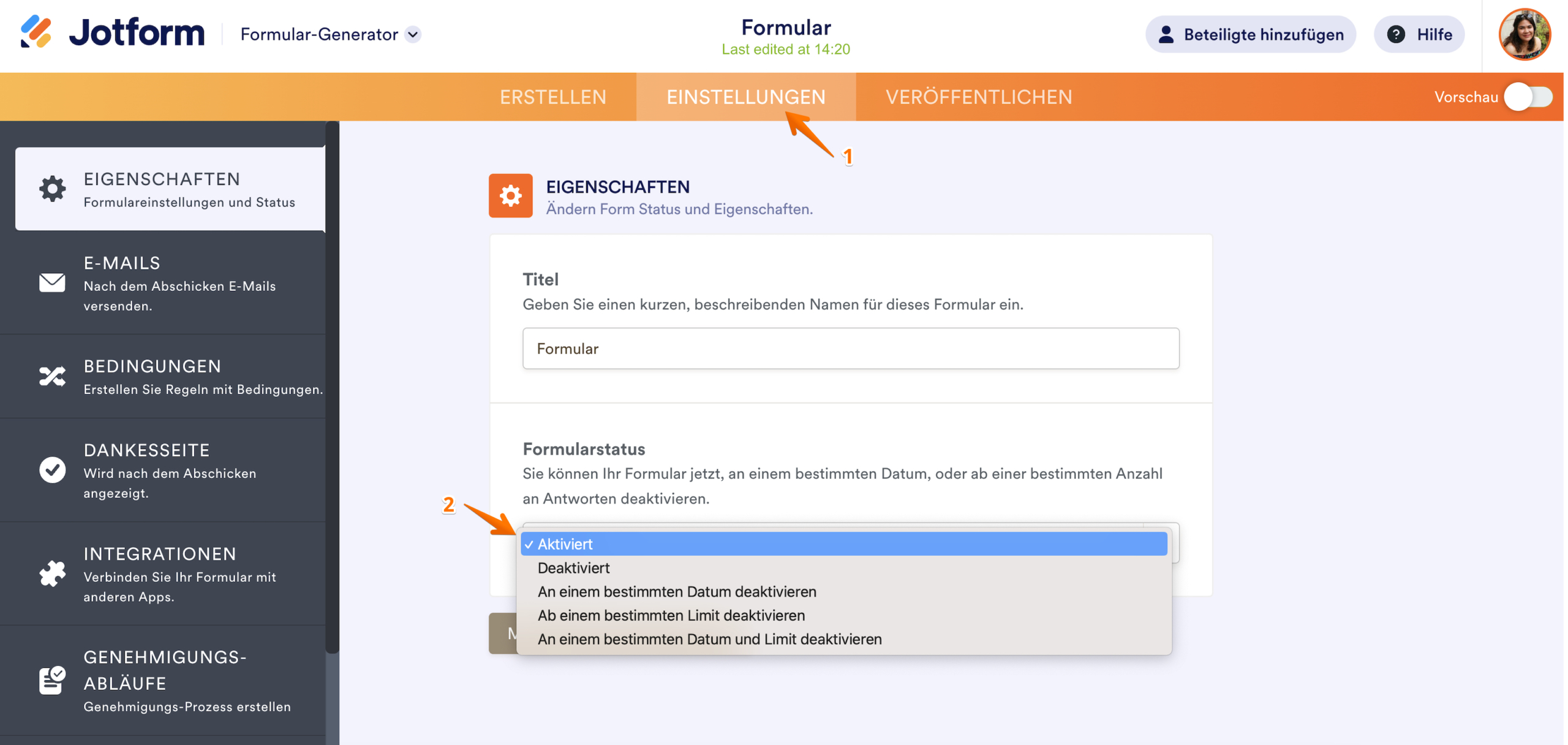 Wie Sie ein Formular aktivieren oder deaktivieren Image-2