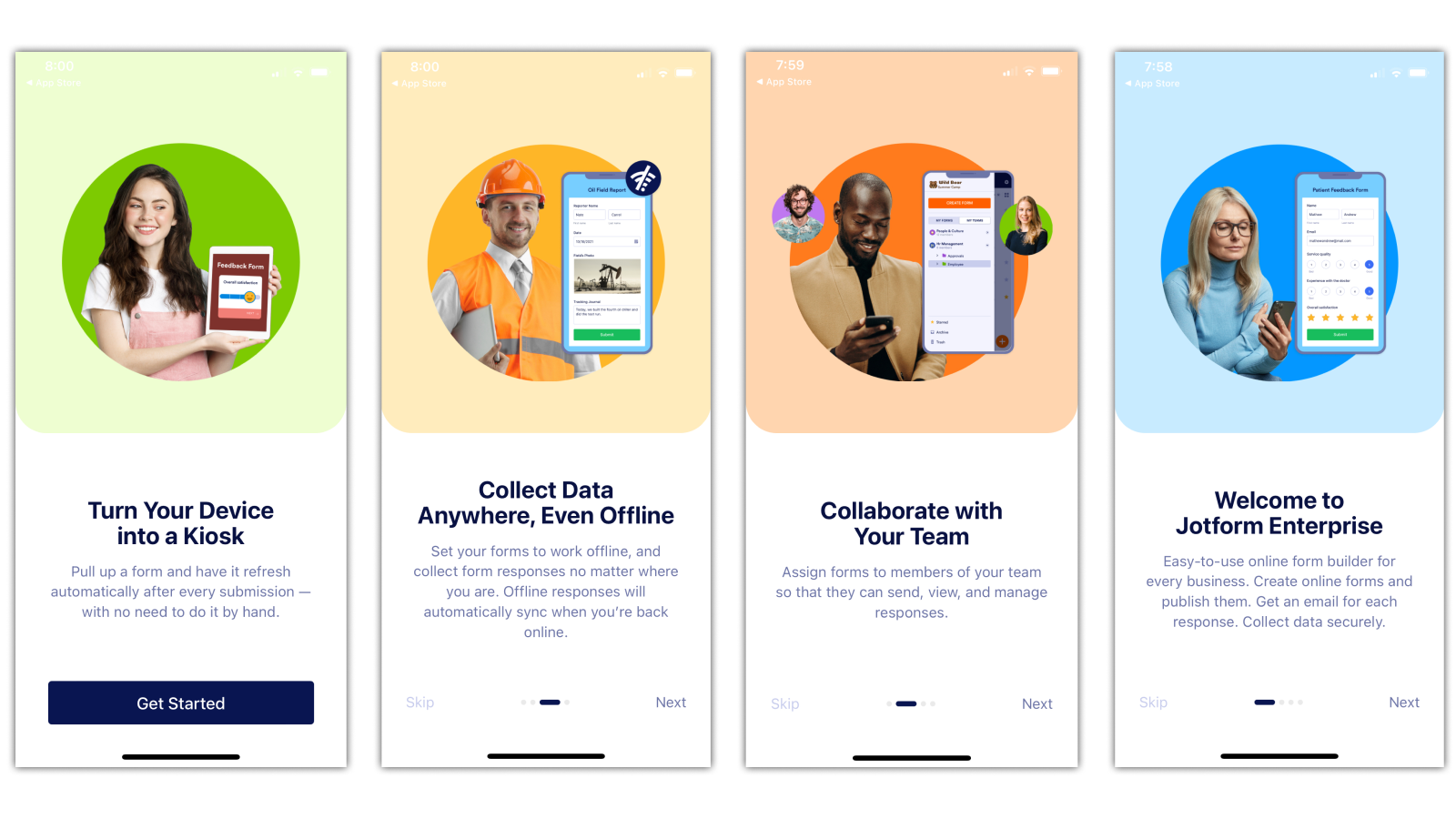 Screenshots from Jotform Enterprise Mobile App 