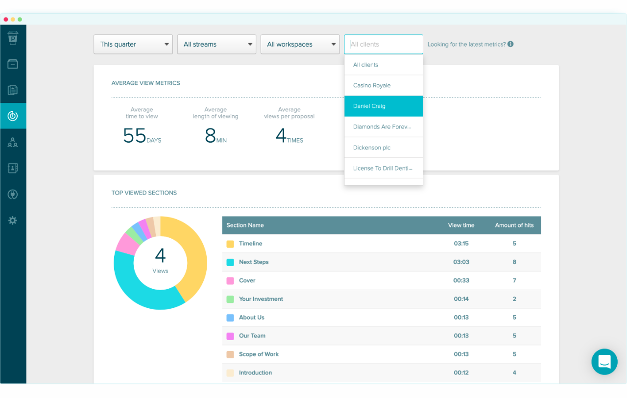 screenshot of proposify