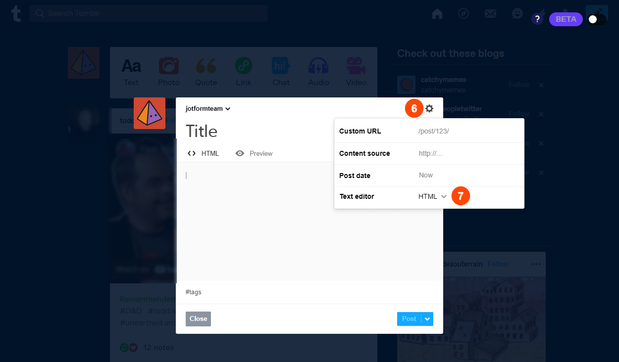 Gambar-5 Menambahkan Formulir ke Tumblr