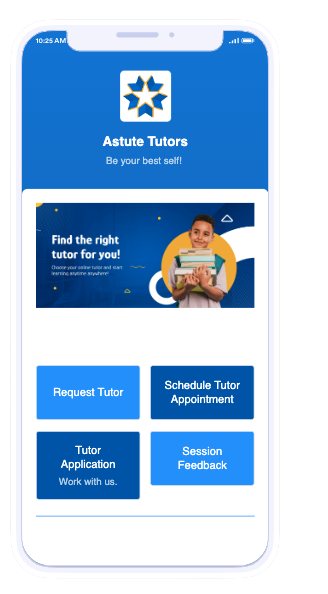 screenshot of tutoring app