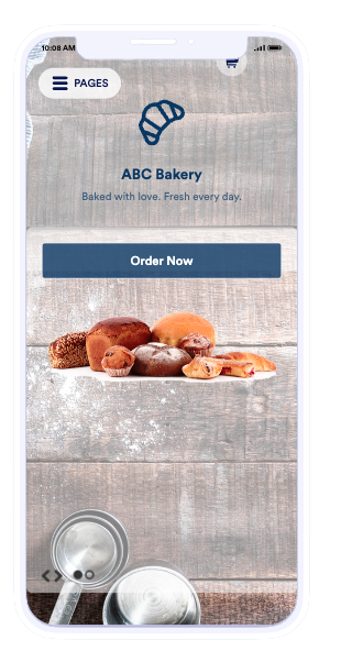 screenshot of bakery app