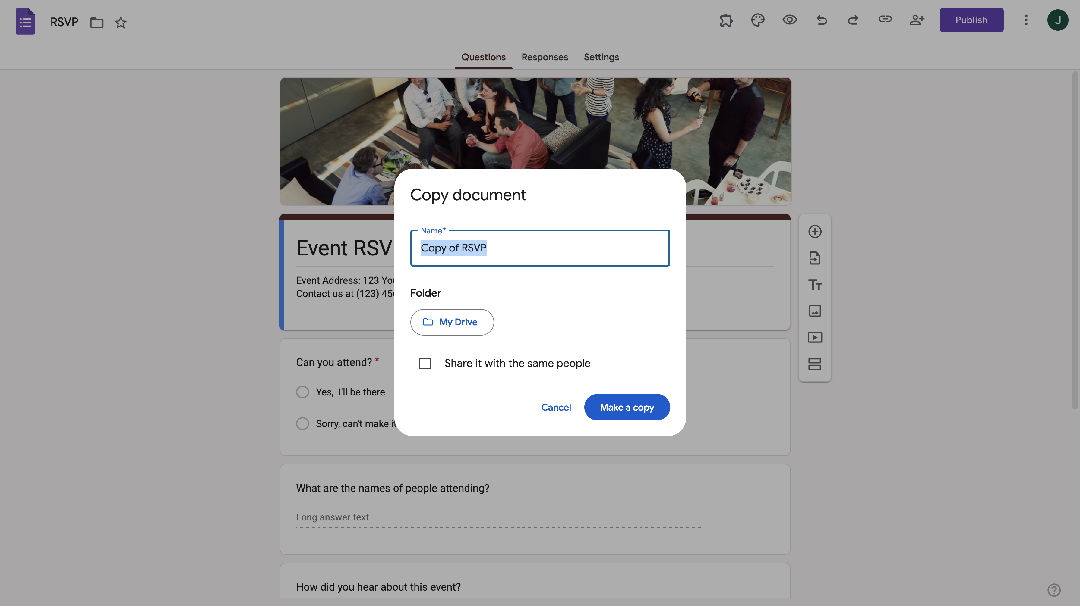 The dialog box has fields for entering a name for the new form and selecting a folder to store it in