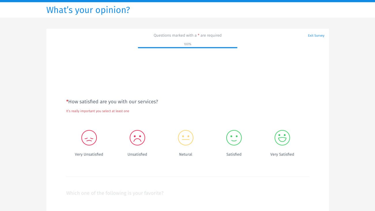 screenshot of question pro