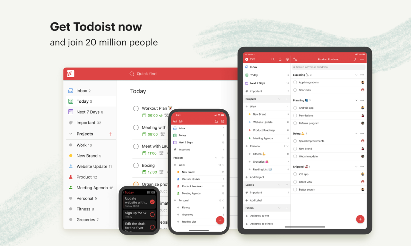 screenshot of todoist on many different devices