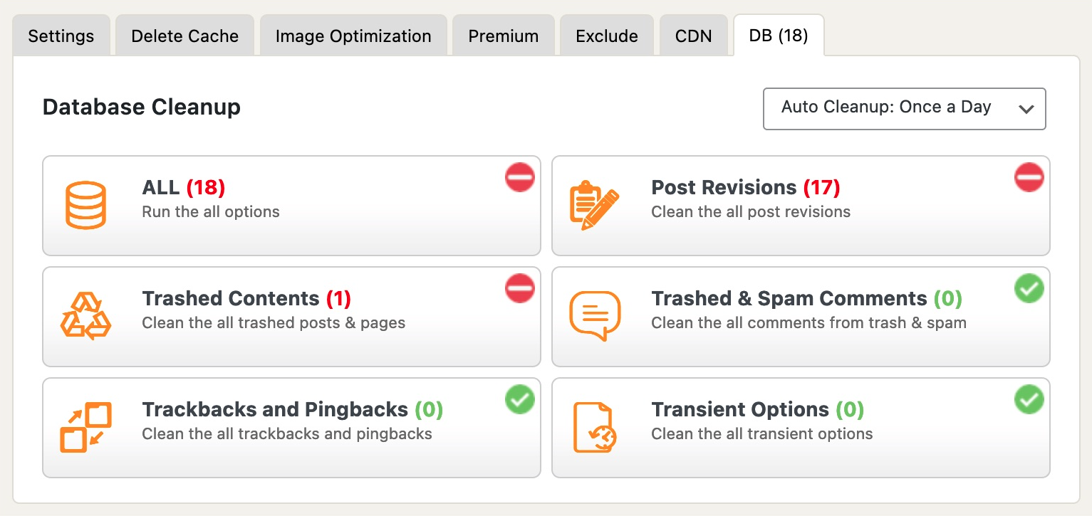 screenshot of wp fastest cache