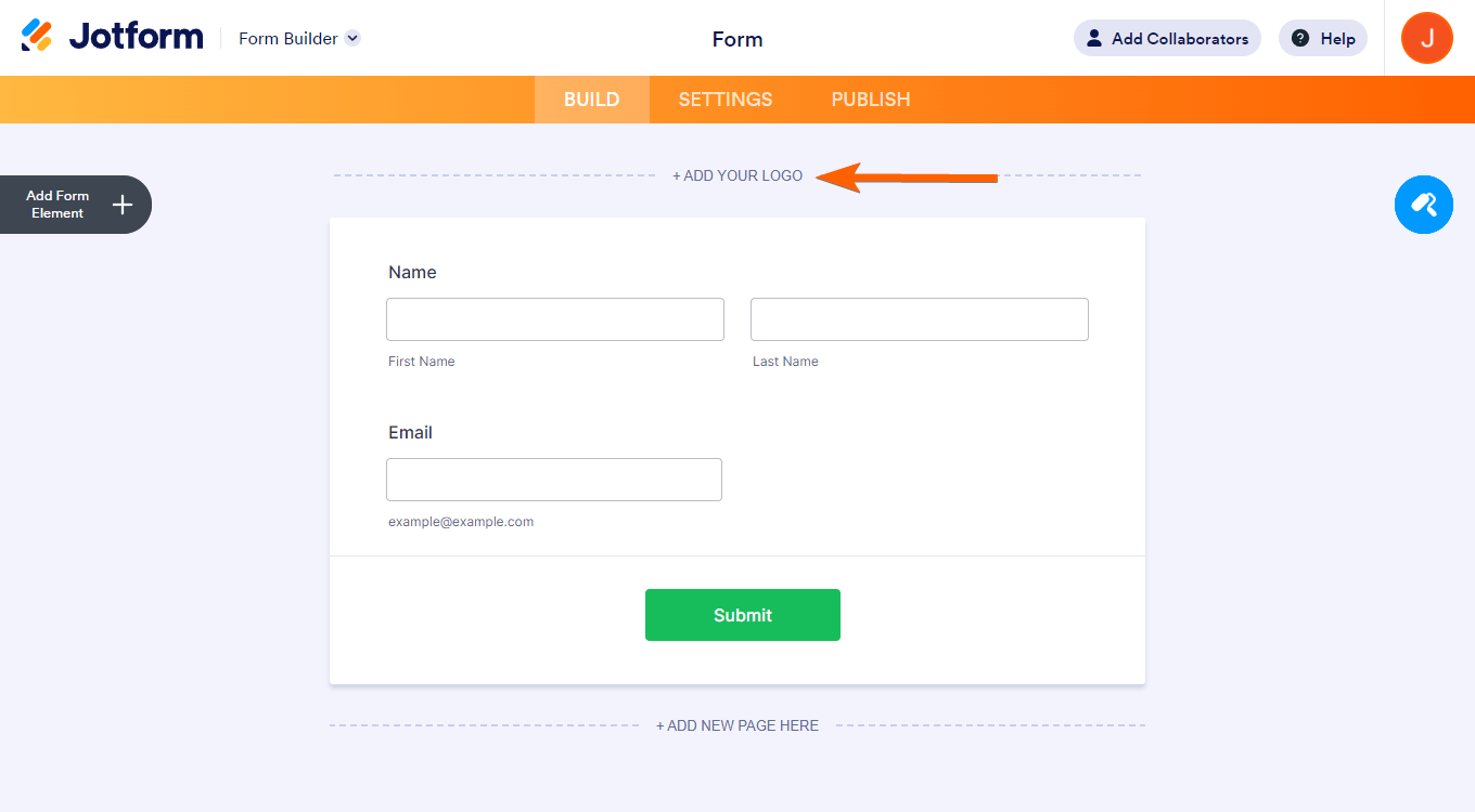 Add Your Logo option in Jotform Form Builder
