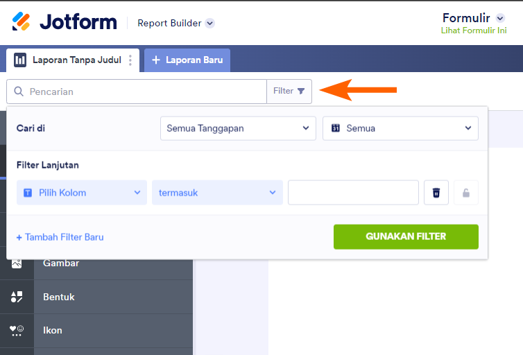Gambar-1 Cara menggunakan Filter Laporan Visual