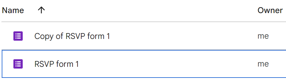 Screenshot of a Google Drive interface with a file selected, which has been copied