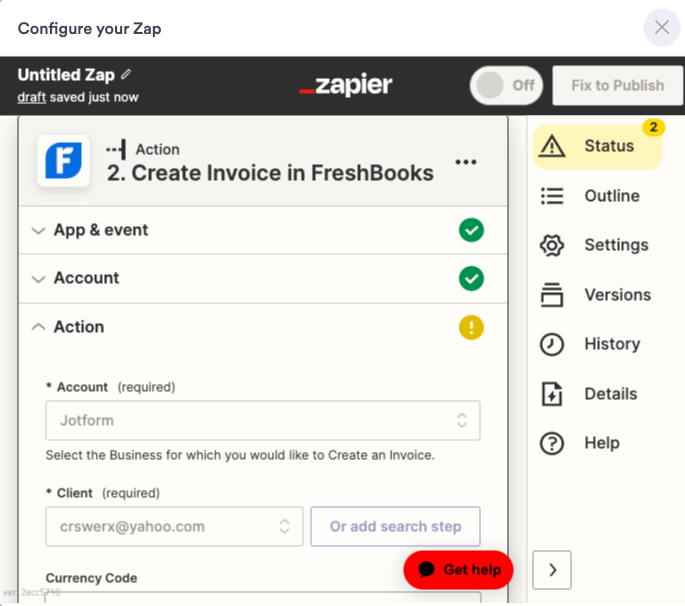 An image of a computer screen displaying a Zapier pop-up window