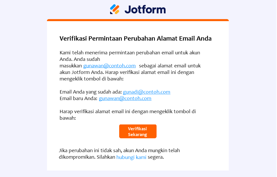 Verifikasi permintaan perubahan alamat email Anda