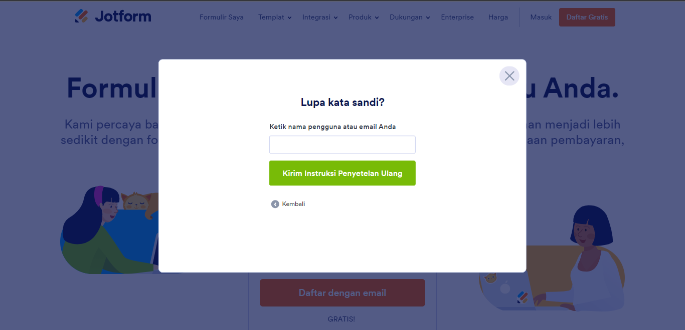 Halaman Lupa Kata Sandi Jotform