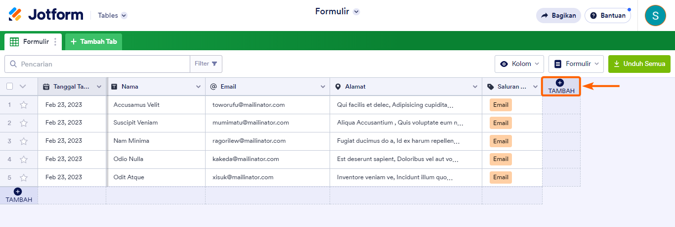 Gambar-1 Cara Mengirim File di Tabel Jotform