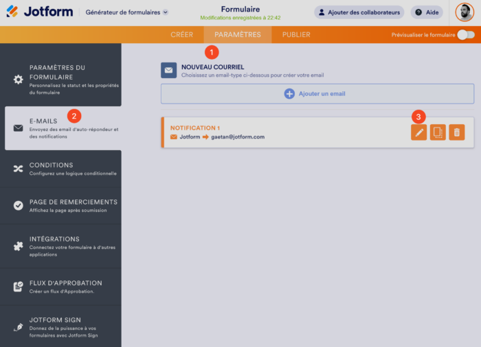 Configuration des notifications email Image-1