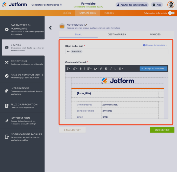 Configuration des notifications email Image-2