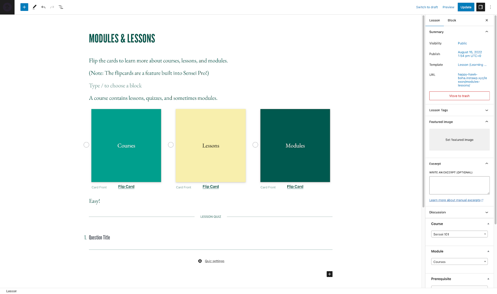 Sensei LMS WordPress User Interface
