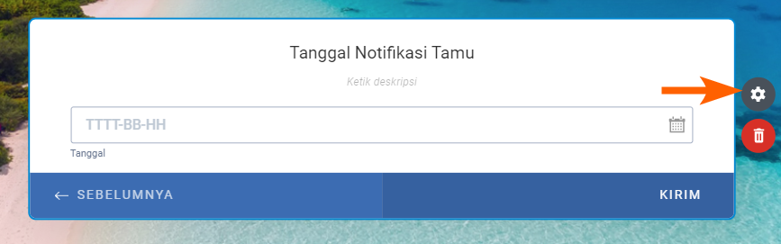 Bidang Tanggal Jotform dengan panah menunjuk ke ikon pilih