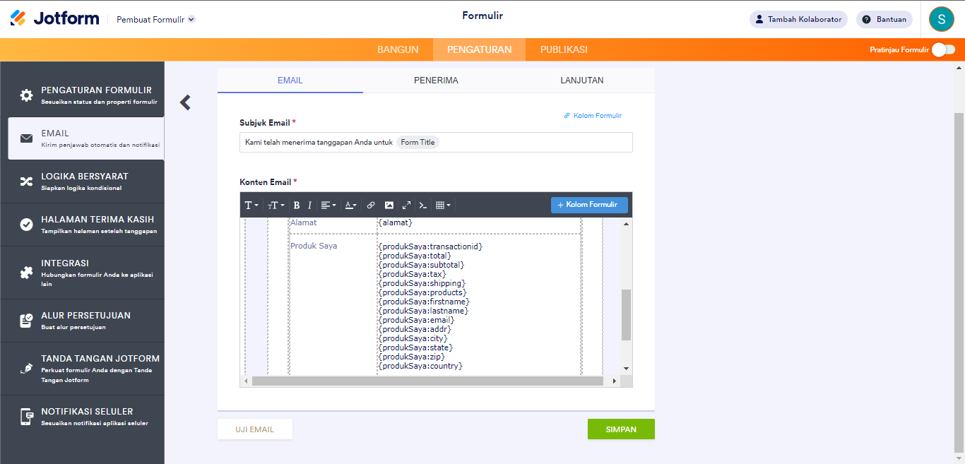 Gambar-3 Cara Menghapus Label Pembayaran dan Memisahkan Info Pembayaran Pada Peringatan Email