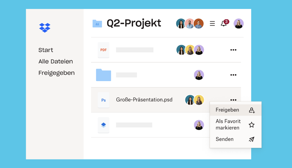 Dateifreigabe in Dropbox