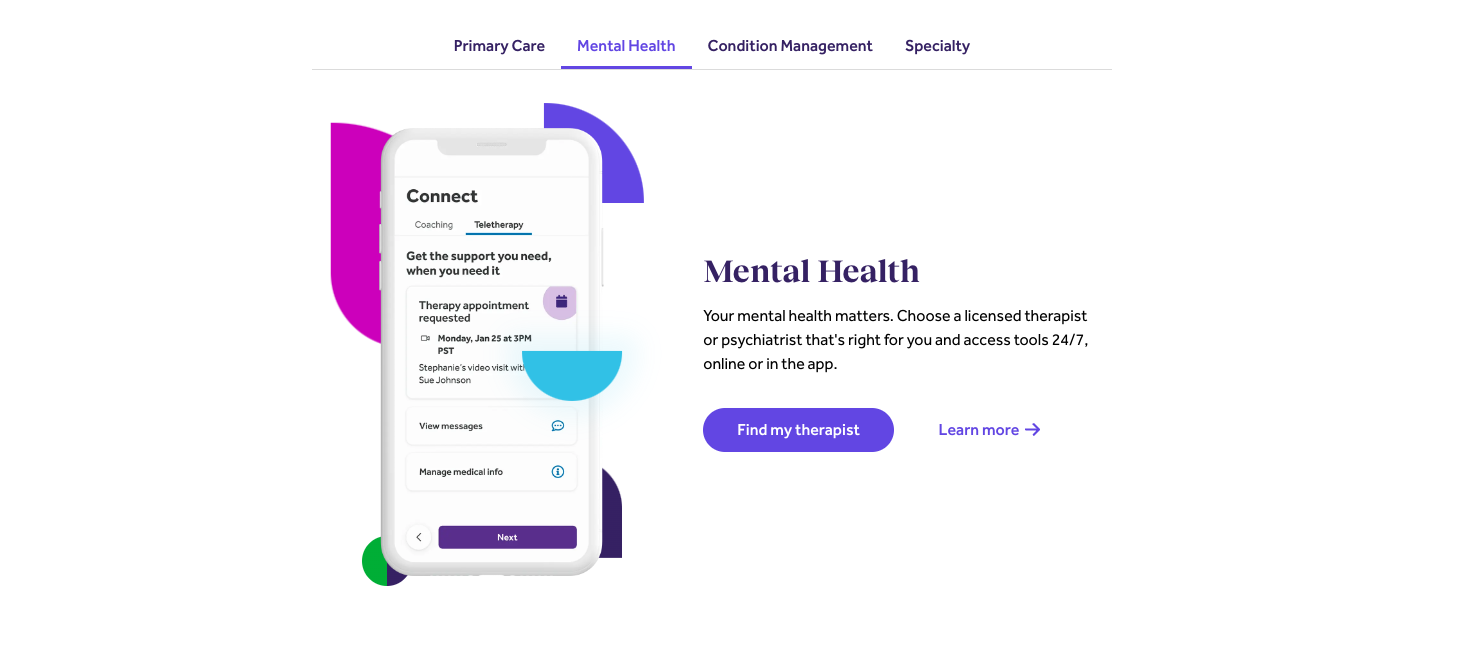 user interface of teladoc health
