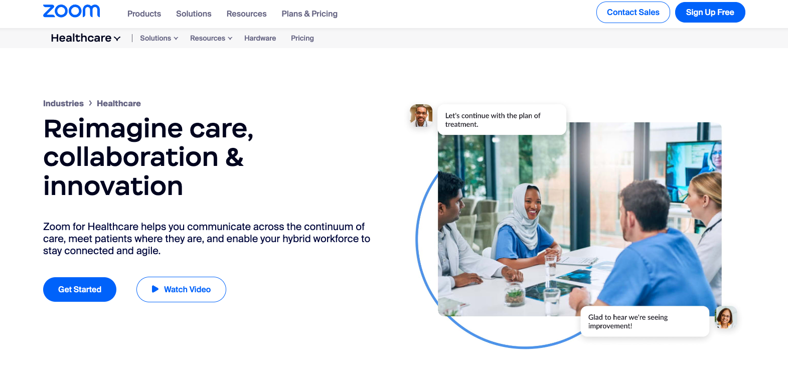 user interface of zoom for healthcare