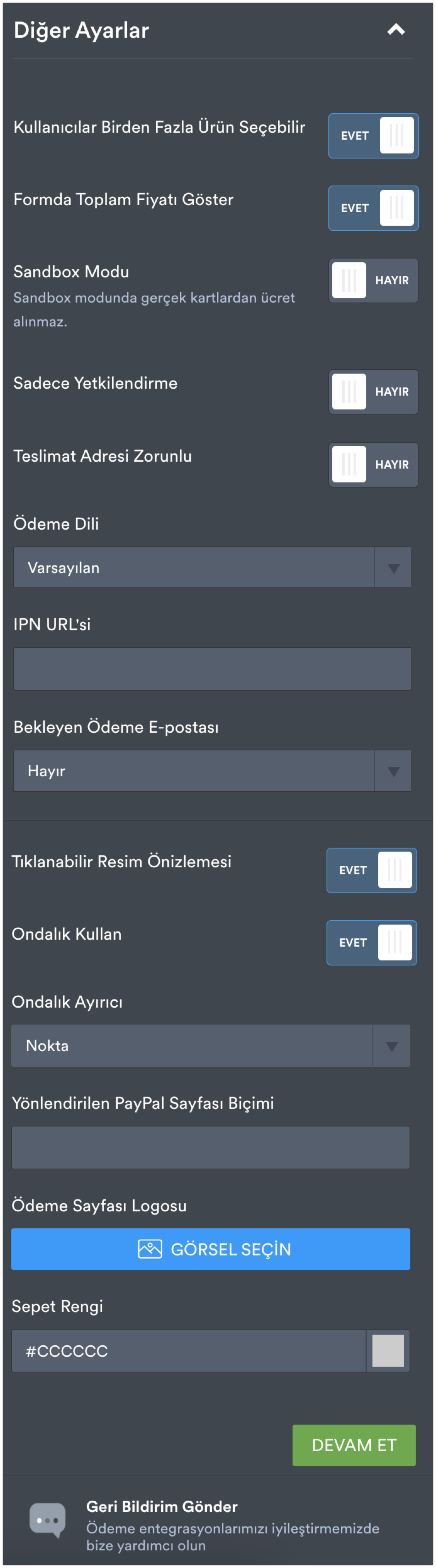 Diğer Ayarlar