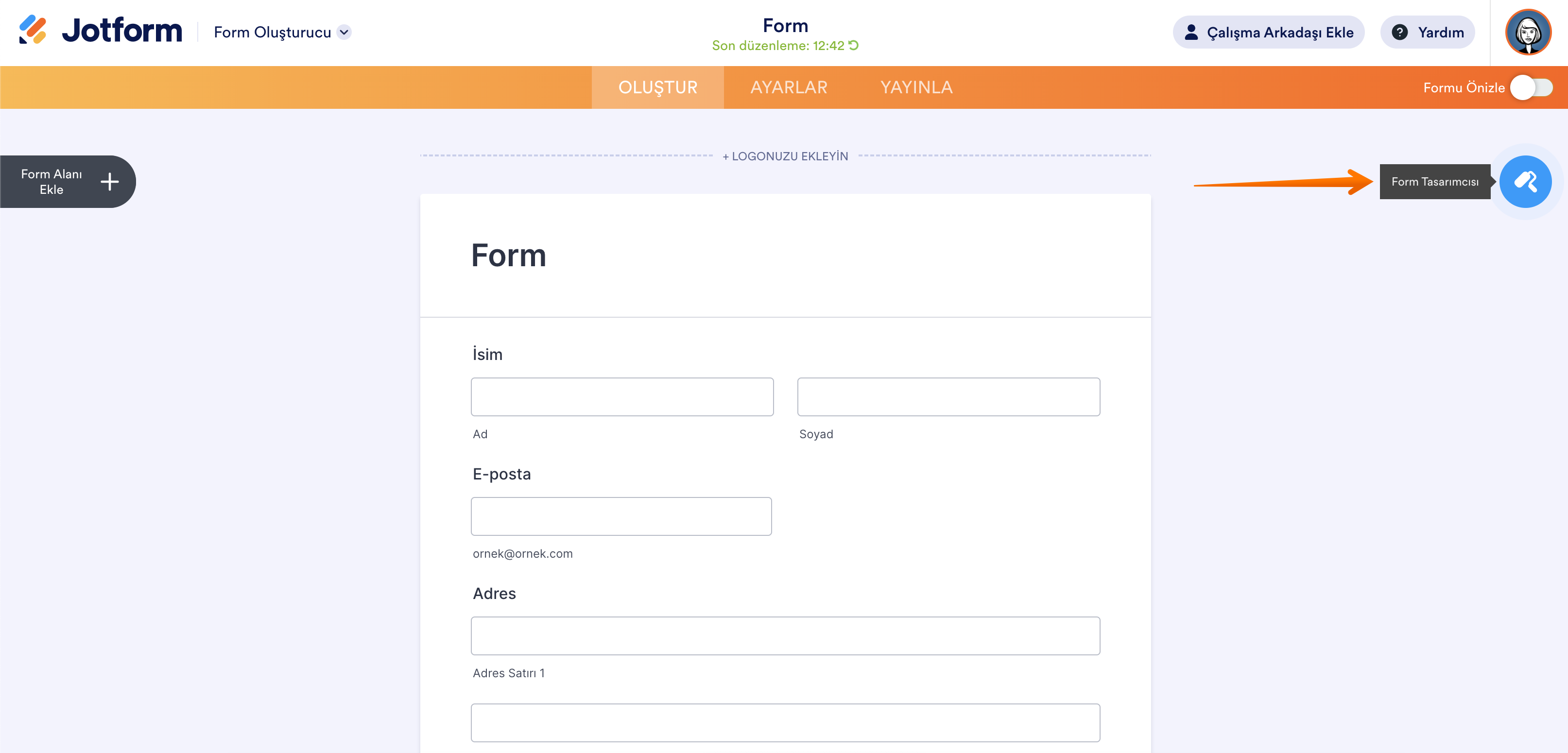 Form Tasarımcı'da formun arka planını transparan yapma