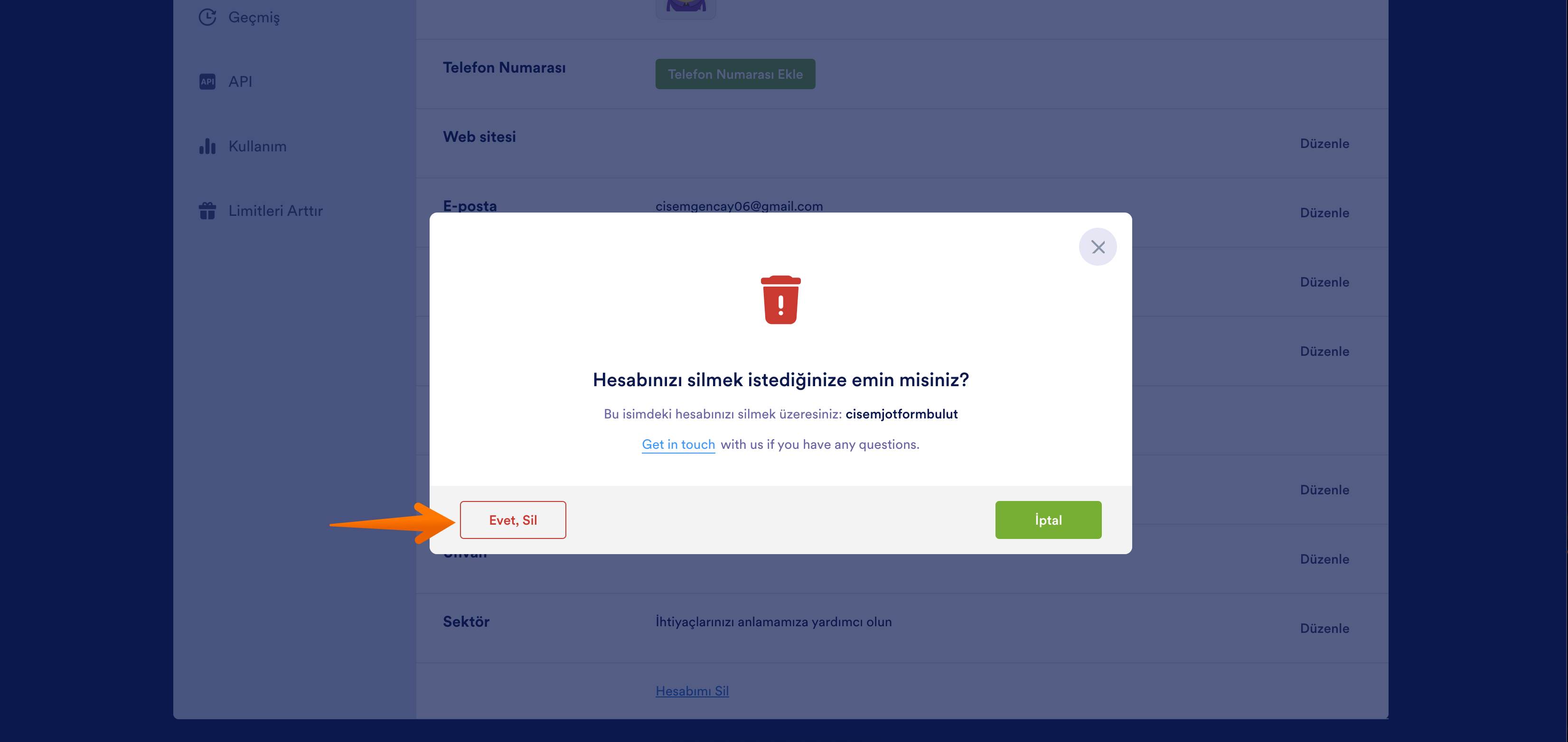 Jotform Hesabınızı Silme Image-2