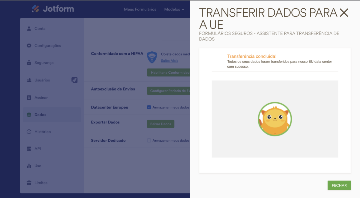 Transferência finalizada
