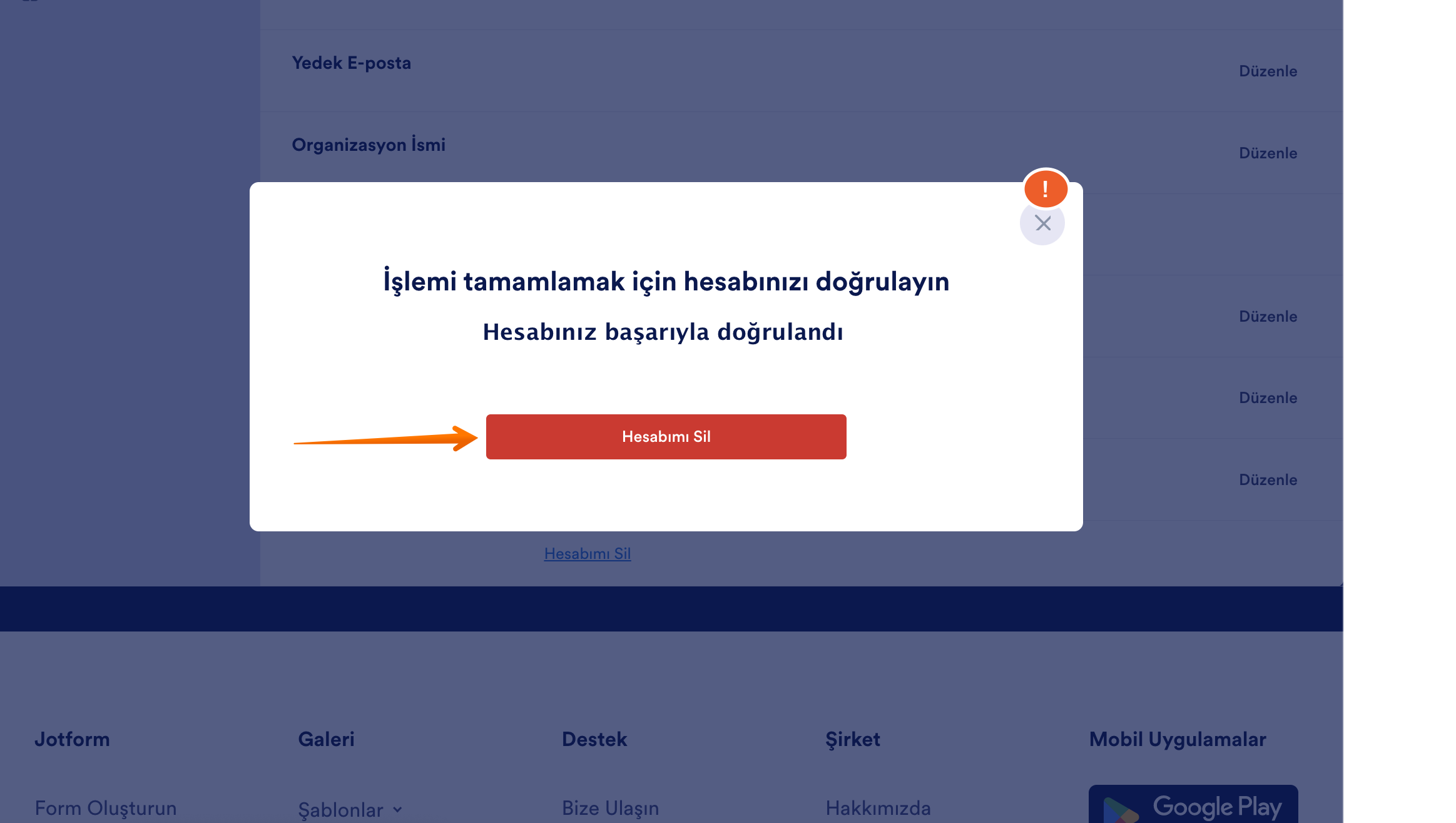 Jotform Hesabınızı Silme Image-4