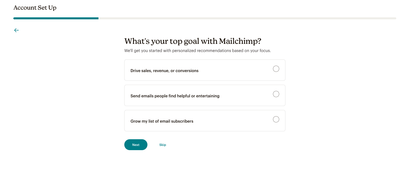 what's your top goal with mailchimp